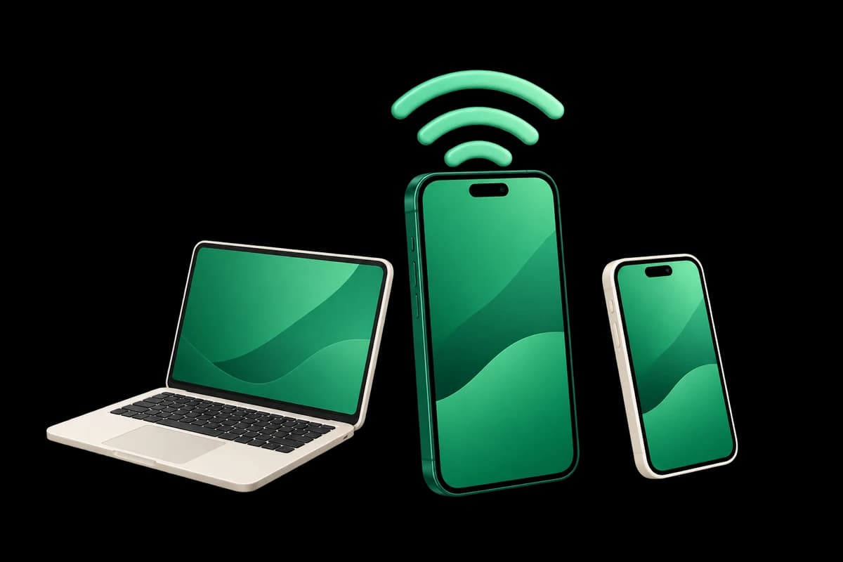 Phone sharing travel eSIM data with a laptop and another phone